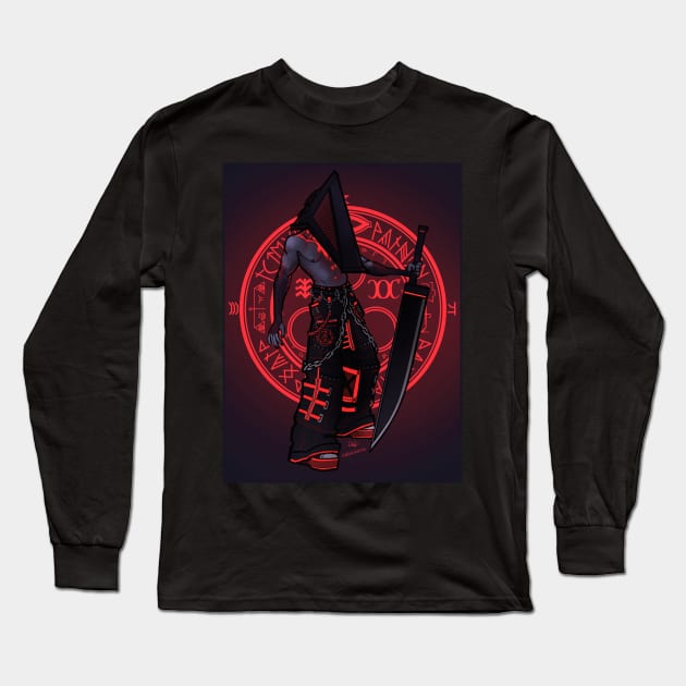 cybergoth pyramid head Long Sleeve T-Shirt by necrossistic